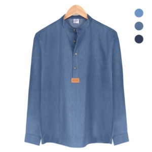 핸리넥 데님 미디엄블루 셔츠_NWM004_MBlue