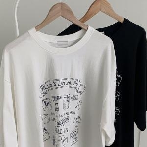 시드마켓 요리레시피프린팅루즈티 402Q640S 빅사이즈 여성의류