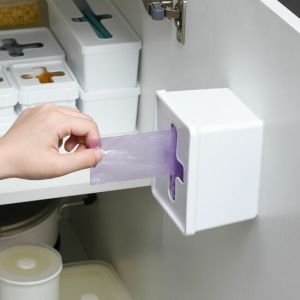 이노마타 화이트 크로스 수납박스 소형 대형 주방용품 비닐봉투_이미지