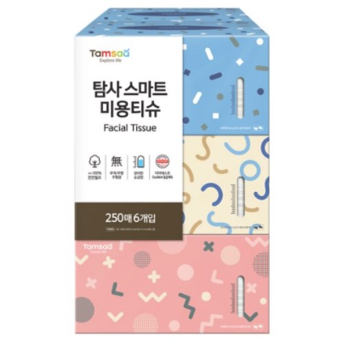 쿠팡 탐사 스마트 미용티슈 250매 (6입) (6팩(36입))