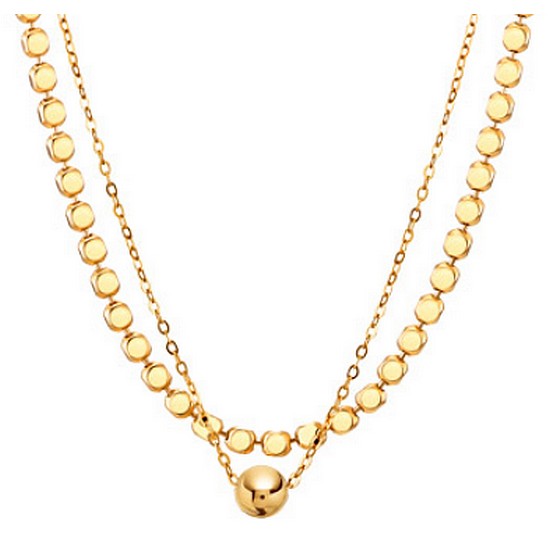 골드앤 14K 플로팅 골드볼 두줄 체인 목걸이_이미지