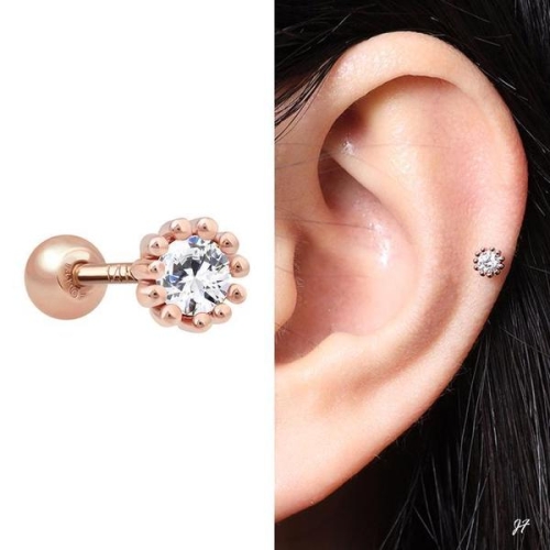 셀러허브 14K 골드필드 핀 화이트 큐빅 기본 피어싱 S32621158