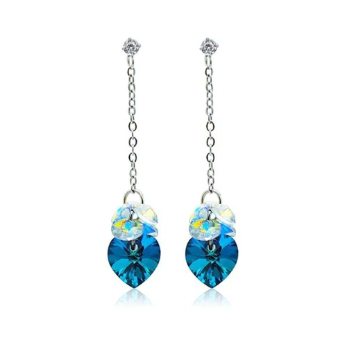 하트 써클 오스트리아 크리스탈 체인 드롭 써지컬 귀걸이 250901