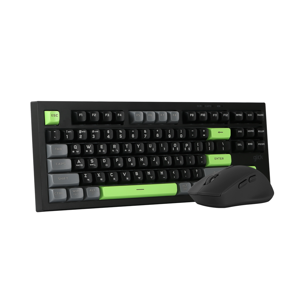 지클릭커 OFFICEPRO WMK50 사일런스 M 87 무선 키보드 마우스 세트 (Poker Green)_이미지