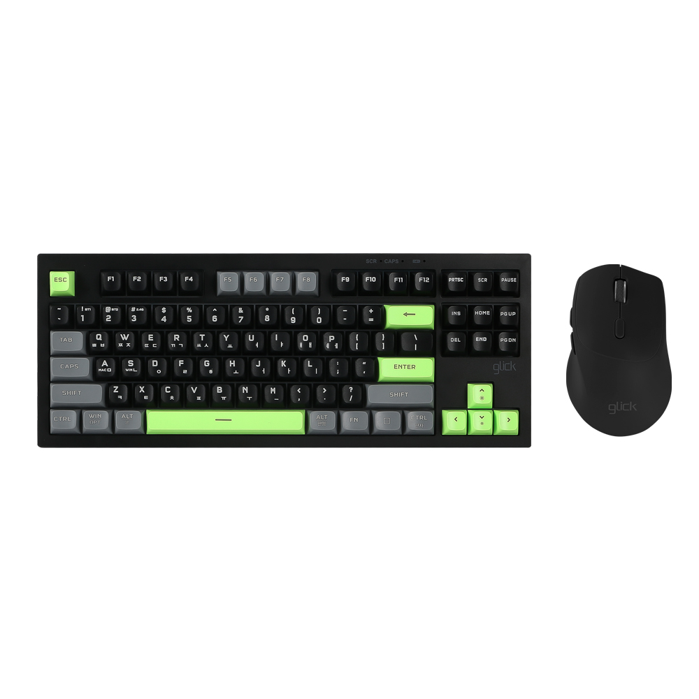 지클릭커 OFFICEPRO WMK50 사일런스 M 87 무선 키보드 마우스 세트 (Poker Green)_이미지