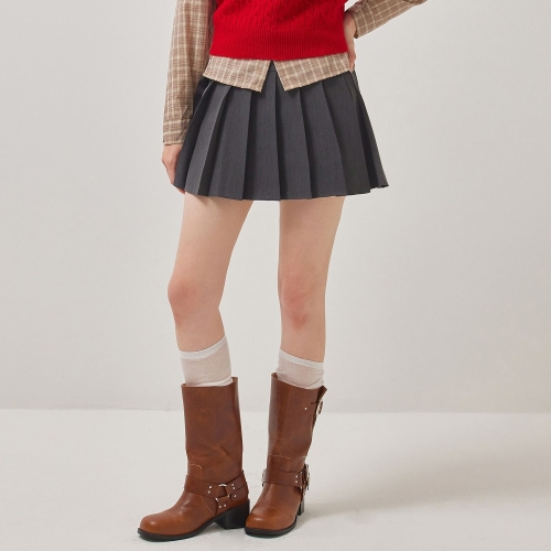 포커스 팬츠안감 절개 플리츠 미니 스커트_PBBF5F1SK8041