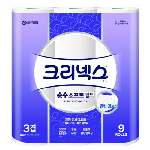  크리넥스 순수 소프트 퀼트 25m (9롤) [2팩]