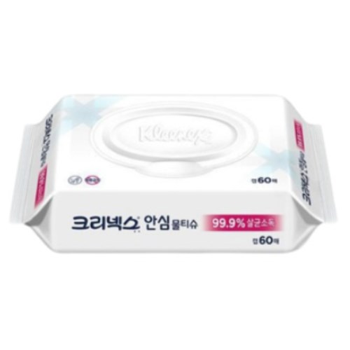 크리넥스 안심 물티슈 캡형 60매 (24팩)_이미지
