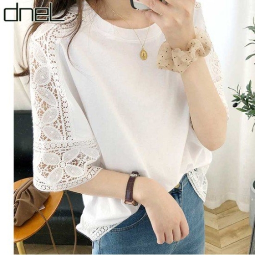드넬 꽃잎레이스티셔츠DWT41153A
