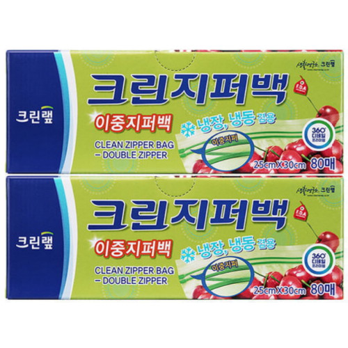 크린랲 크린 이중지퍼백 25x30cm (대) 80매이미지입니다. 누르면 해당 게시물로 새창이동합니다.