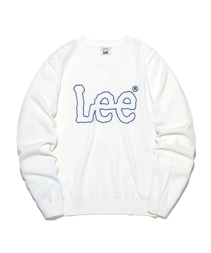  LEE 빅 트위치 로고 린넨 블렌드 니트 아이보리 TSW358 ZEF922