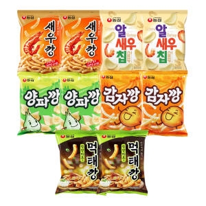 먹태깡 60g 2개 + 새우깡 90g 2개 + 새우깡블랙 72g 2개 +알새우칩 68g 2개 + 콩고물옥수수깡 60g 2개