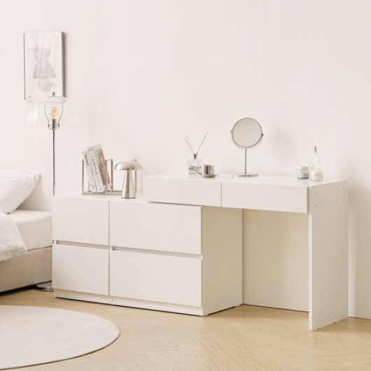 BIF보루네오 마르체 하임 와이드4단 확장형 수납장 화장대 1000 (거울미포함)_이미지