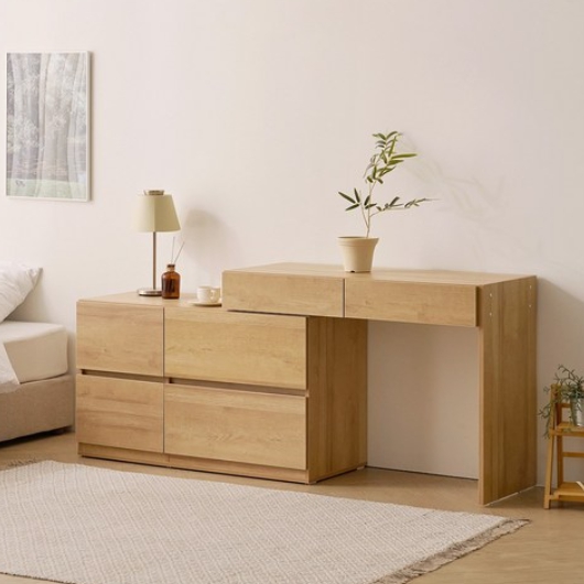 BIF보루네오 마르체 하임 와이드4단 확장형 수납장 화장대 1000 (거울미포함)_이미지