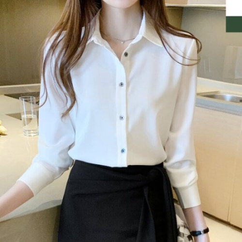 샵앤 여성 베이직 카라넥 긴팔 블라우스 WDM-WBL-KPP823_이미지