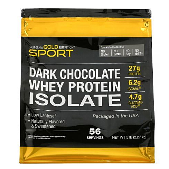 캘리포니아골드뉴트리션 웨이 프로틴 아이솔레이트 다크 초콜릿 2.27kg (해외) (1개)