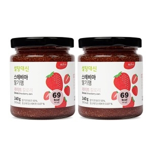 설탕대신 스테비아 딸기잼 무설탕잼 저칼로리잼 저당 과일잼 240gX 2개 한 통을 다 먹어도 165kcal