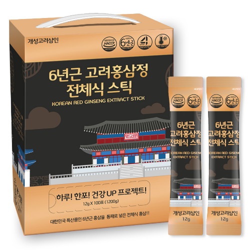 개성고려삼인 6년근 고려홍삼정 전체식 스틱 12g 100포 (1개)_이미지