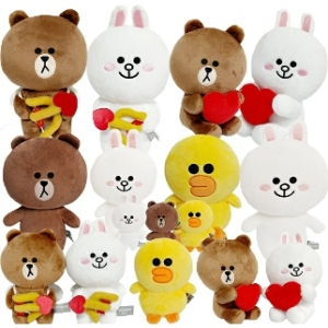 라인프렌즈 브라운 코니 샐리 인형 곰 토끼 오리 동물 브라운 코니 샐리 인형_이미지