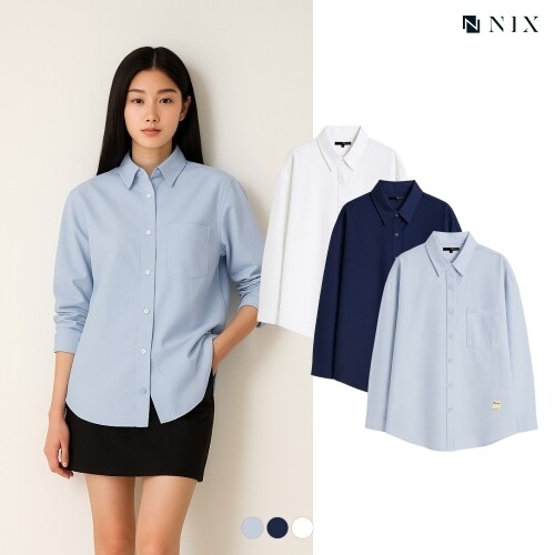  닉스 여 옥스포드 코튼 오버핏 셔츠FNQRCSL501P 997440