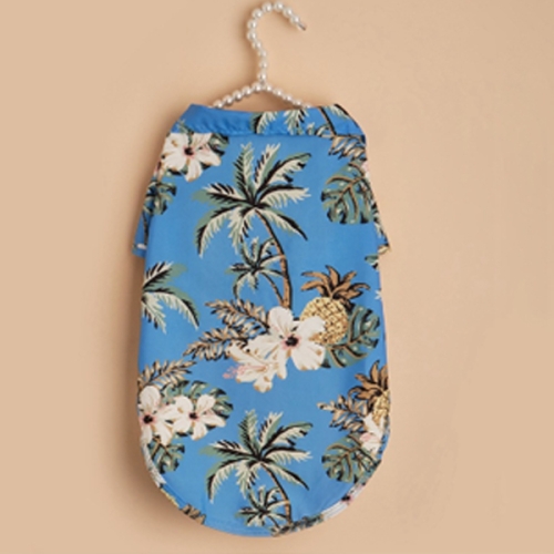 [불명] 1+1 하와이 스타일 강아지옷 셔츠 코코넛나무 플라워