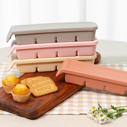 퍼기 1+1 국내제작 실리콘 얼음틀 얼음트레이 이유식 양념 소분용기 4구 베이지+베이지