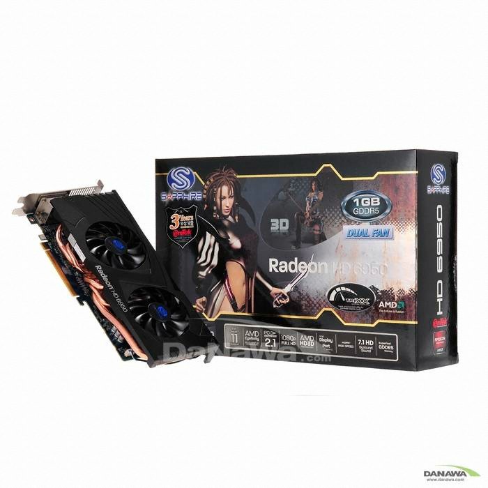 SAPPHIRE �󵥿� HD 6950 D5 1GB Dual FAN