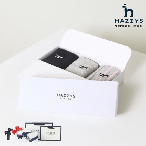 헤지스 여성 그레이 퍼피자수 면혼방 중목 양말 3종 세트_HISS5E300G3