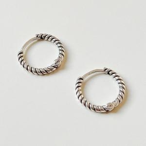 스마트보이 P1230w 실버S925 은 로프 꼬임 링피어싱 여자귀걸이_이미지