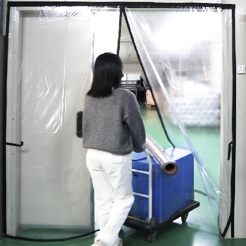 맞춤 두꺼운 대형 자석 방풍막 봉재식 현관 베란다 바람막이 벨크로 방풍비닐 커튼 테두리-흰색 150x210