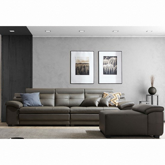 동서가구 루엘 라텍스탑 이태리 천연가죽 소파 4인용 (카우치스툴포함)_이미지