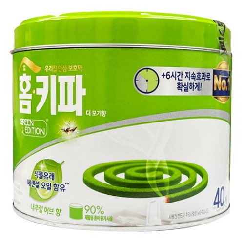 홈키파 디 모기향 허브향 그린에디션 40개입이미지입니다. 누르면 해당 게시물로 새창이동합니다.
