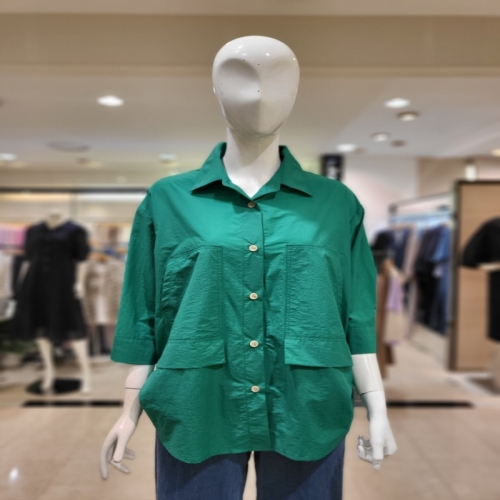 메지스 뒷셔링포인트 카라블라우스 YB2WD07BL0 녹색/55_이미지