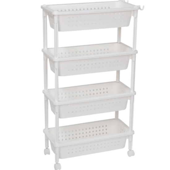 올유리빙 슬림 4단 바구니 이동식 트롤리