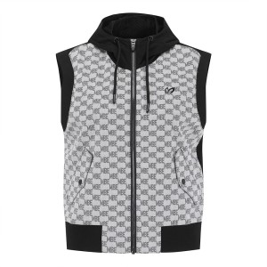  마스터바니에디션 로고 자카드 후드 집업 베스트 421E1JV391_GY