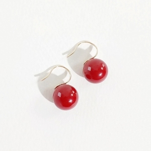 14K 금 귀걸이 산호석 12mm 붉은 노을_ERPK42301 Coral Gift 기간 37일 옐로우gold