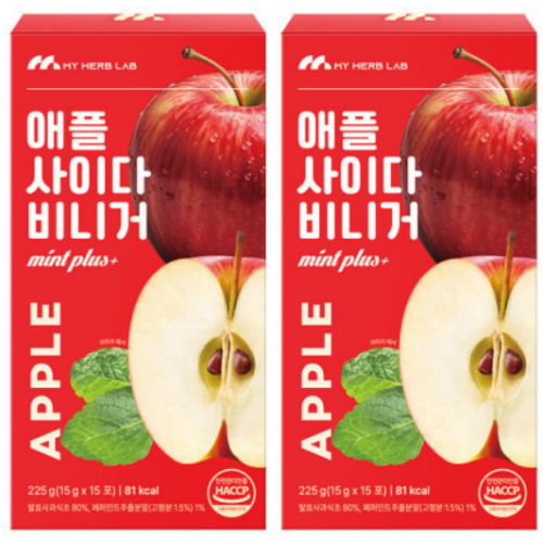 에이치엔에프 마이허브랩 애플 사이다 비니거 민트 플러스 225g (15g x 15포) (2개)_이미지