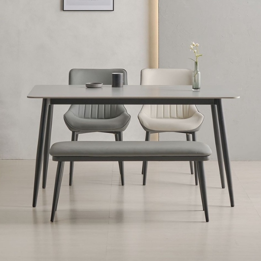 라로퍼니처 캐슬 포세린 통세라믹 식탁 1250 (의자2개+벤치1개)_이미지