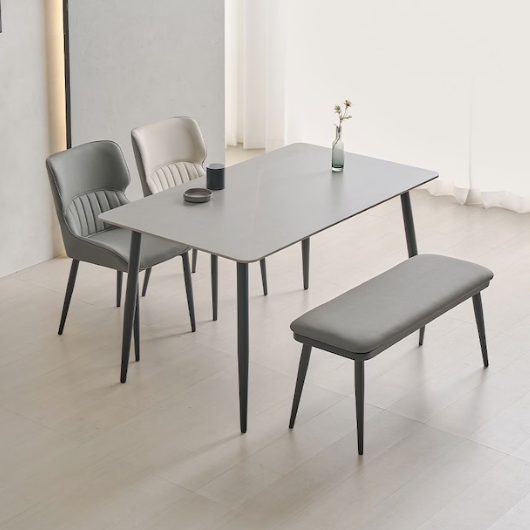 라로퍼니처 캐슬 포세린 통세라믹 식탁 1250 (의자2개+벤치1개)_이미지