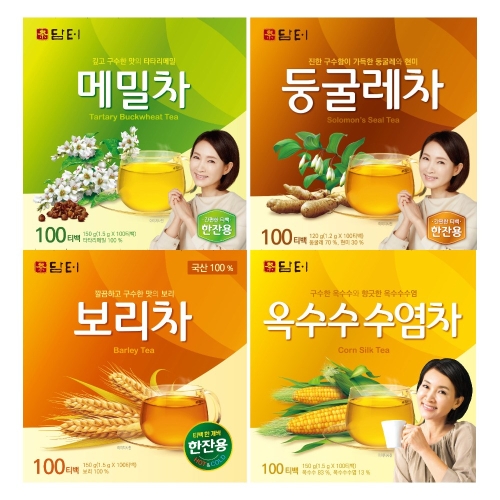 담터 침출차 티백 100T 4종 메밀차+보리차+옥수수수염차+둥글레차 총400T