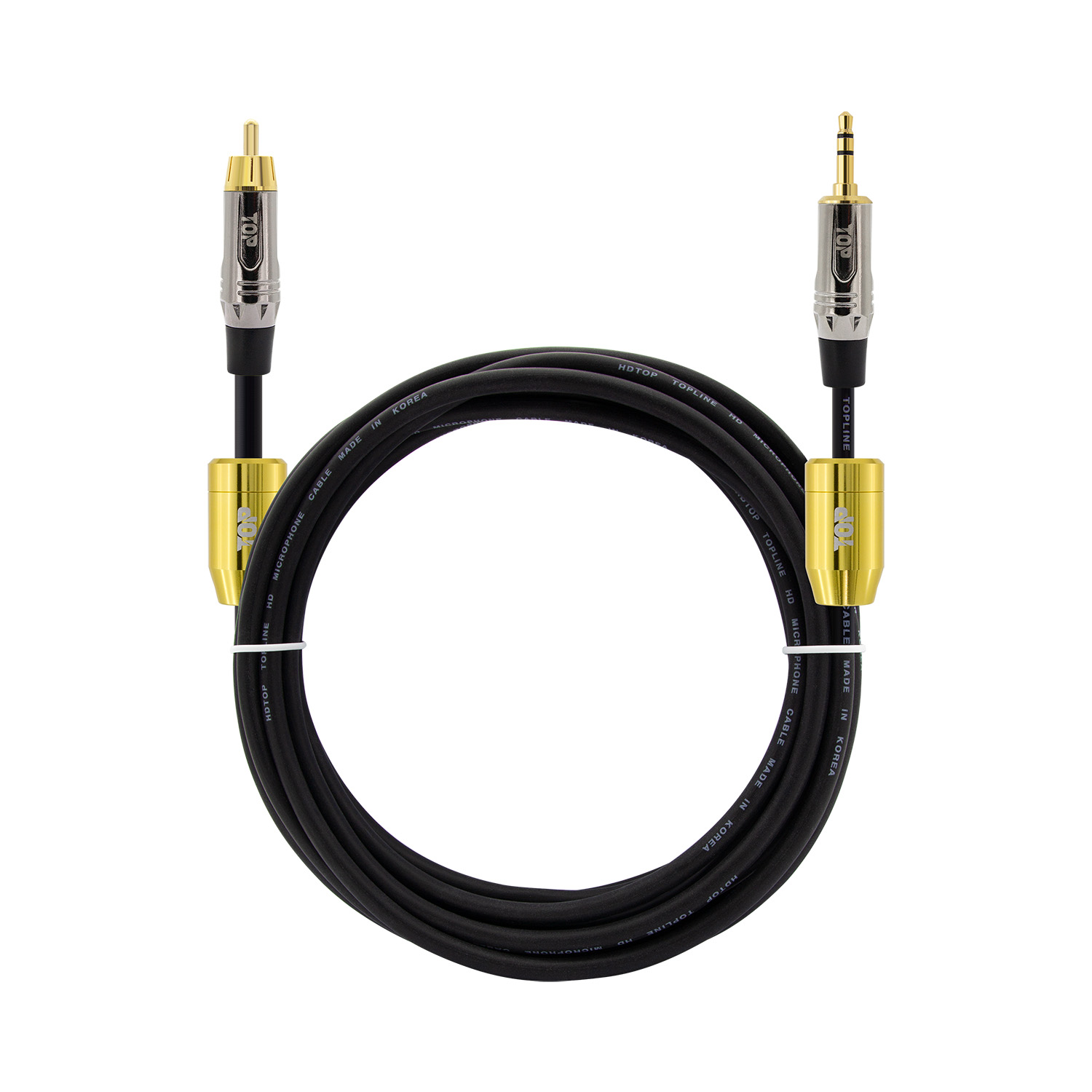 탑라인에이치디 HDTOP RCA to 3.5스테레오 알로이 노이즈필터 케이블 메탈블랙 (10m, HT-TN3461)_이미지