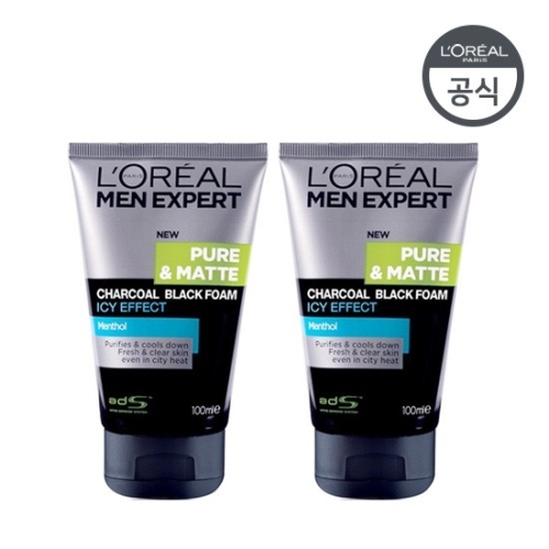 로레알파리 퓨어 앤 매트 오크 차콜 아이시 이펙트 폼 100ml (2개)_이미지