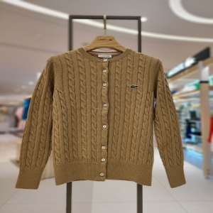  라코스테 키즈 키즈 케이블 조직 크루넥 가디건 AJ090E-53N