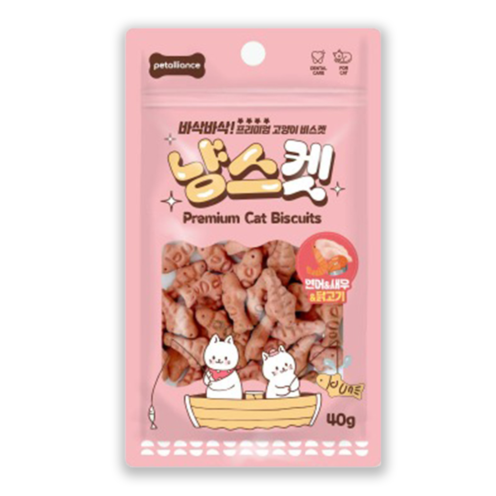 냥스켓 연어&새우&닭고기 40g이미지입니다. 누르면 해당 게시물로 새창이동합니다.