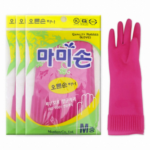 마미손 오른손 하나 고무장갑 (중) (3개)_이미지