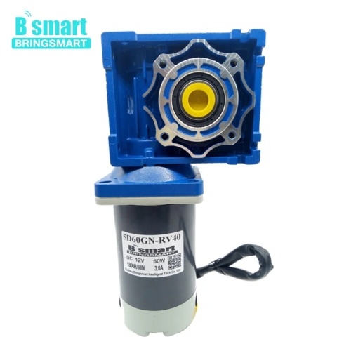 스마트 Bring DC 웜 기어 모터 가역 고토크 속도 조절 가능 자동 잠금 60W 12V 24V 18-240RPM 13.2-10..