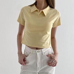 셀러허브 VY 여자 크롭카라티 파스텔 반팔티_WT31199