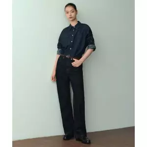무신사 스탠다드 MUSINSA STANDARD WOMAN 우먼즈 스트레이트 데님 팬츠 다크 블루 MWANP5_이미지