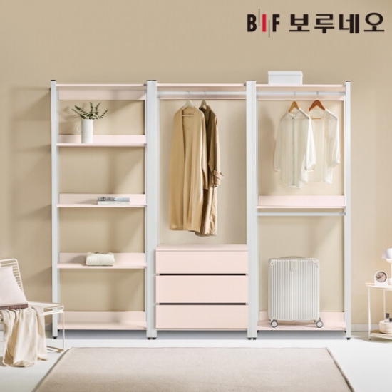 BIF보루네오 아이든 시스템 행거 철제 드레스룸 5단 선반장 800_이미지