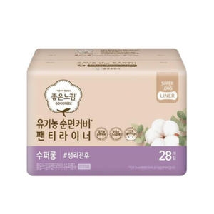 유한킴벌리 좋은느낌 유기농 순면커버 팬티라이너 수퍼롱 28개 (2팩(56개))